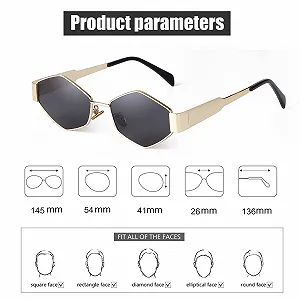 Сонцезахисні окуляри ADEWU Жіночі Золоті Вінтажні Вузькі Шестикутна Металева Оправа Ретро UV400 synthetic.ua - Фото 1