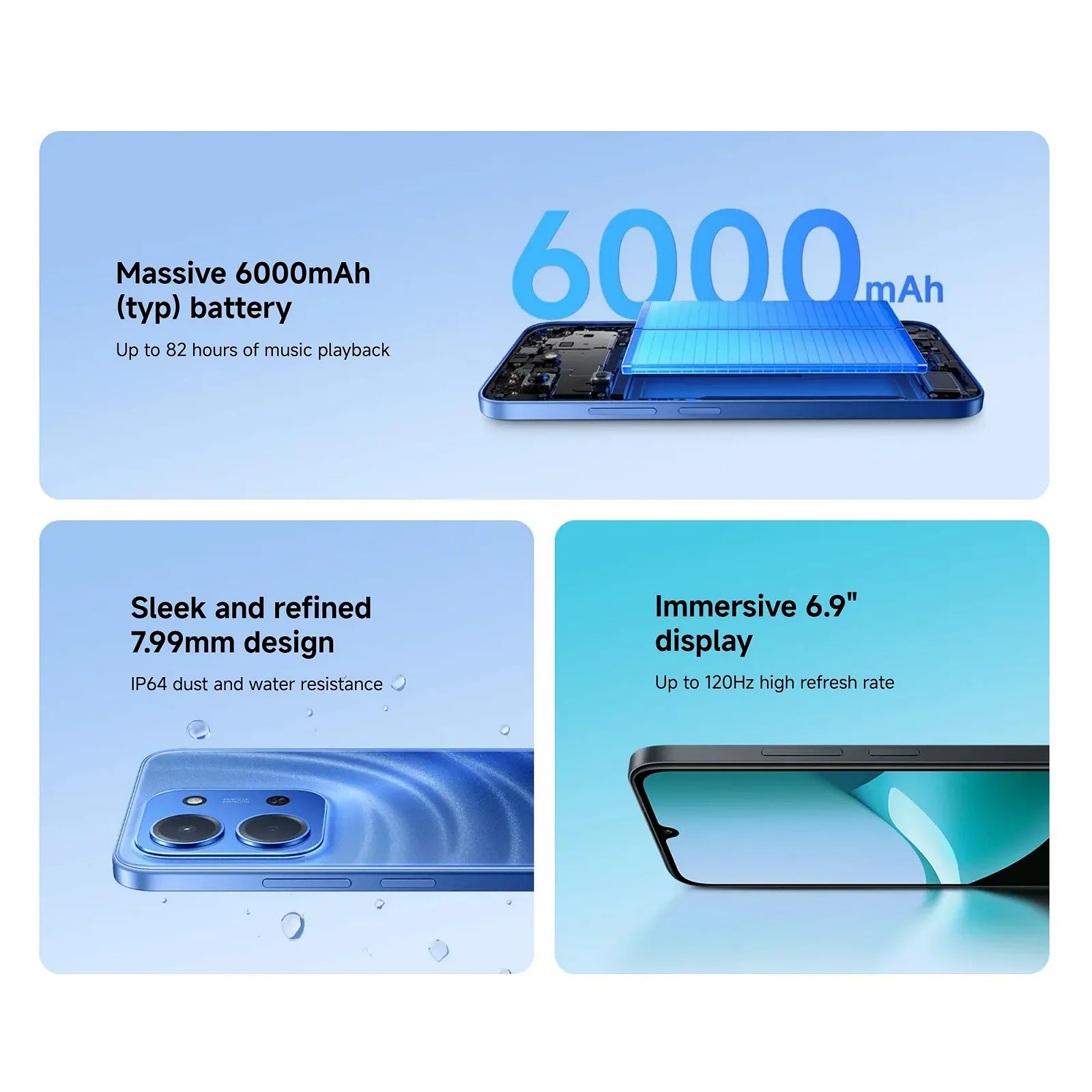 Смартфон Xiaomi Redmi 15C 4/256GB 6.9 дюйма 120Hz 50MP 6000mAh Blue Moonlight, фото №2