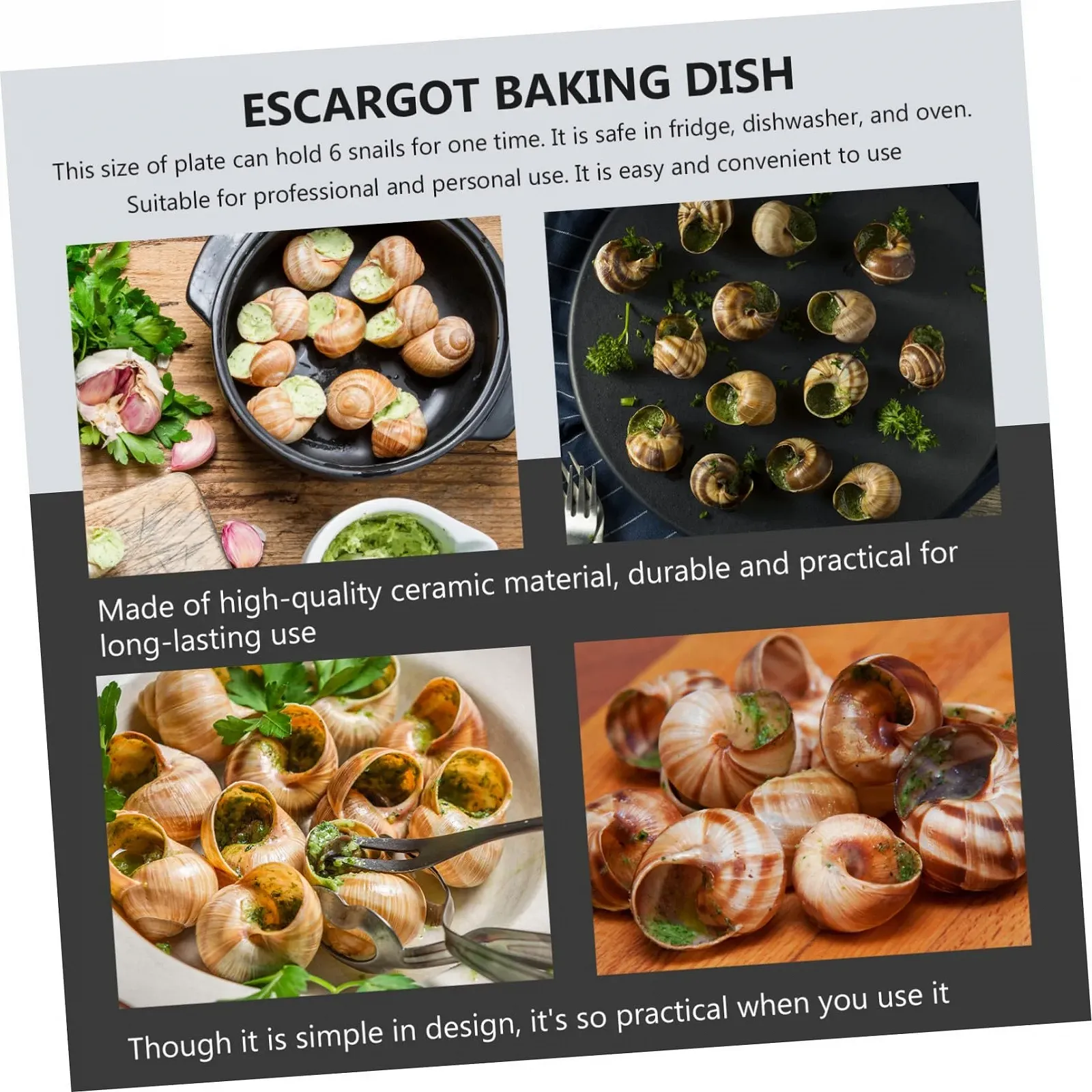 Форма для запекания улиток Керамическая с 6 отверстиями Компактная Легкая, фото №3 Форма для запекания улиток Керамическая с 6 отверстиями Компактная Легкая, фото №3