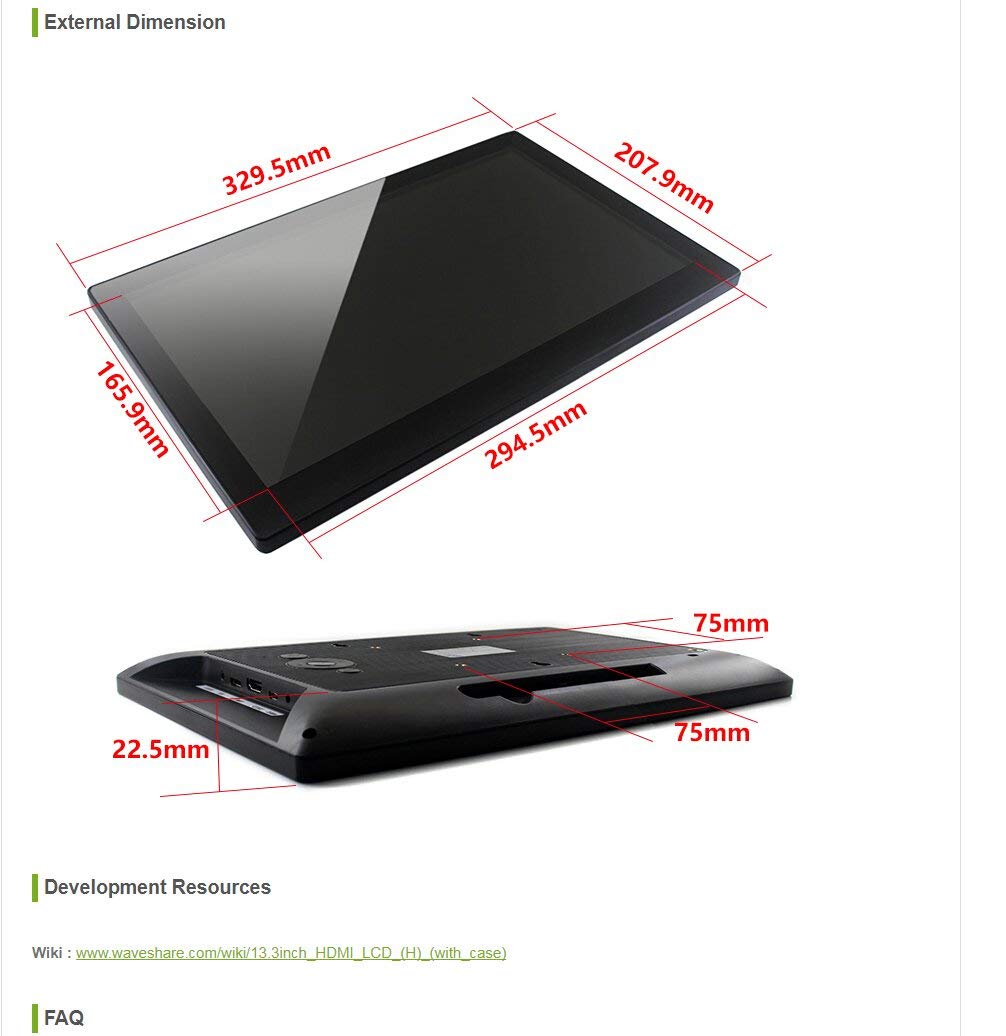 Монитор IBest 13.3 дюйма HDMI LCD (с чехлом) 1920 x 1080 Ёмкостный сенсорный экран HD IPS Дисплей с закалённым стеклом Поддержка Raspberry Pi/BB Black ПК системы Windows 10/8.1/8/7, фото №7