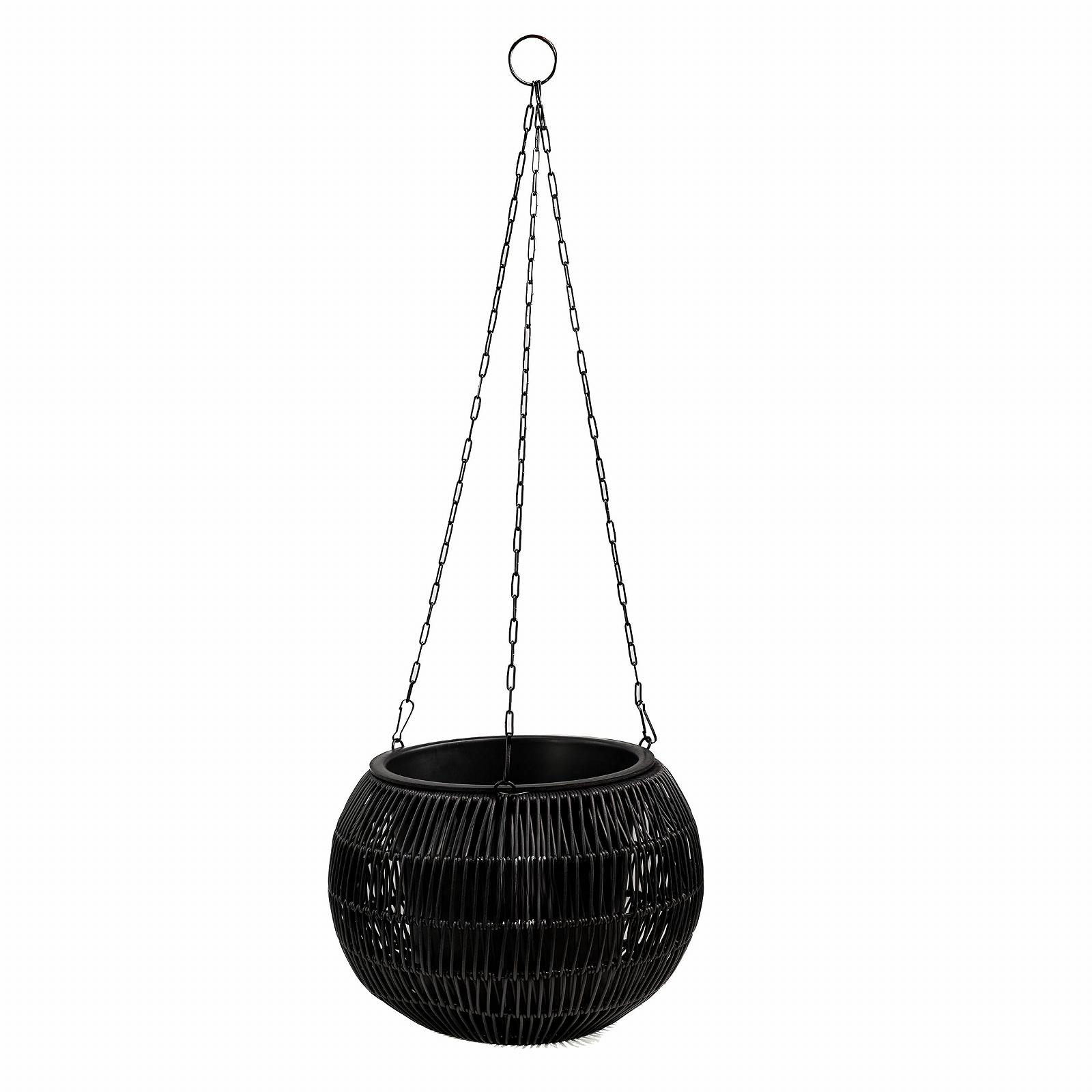 Підвісний кошик DARO DEKO поліротанг круглий чорний 32 см, фото №1 Підвісний кошик DARO DEKO поліротанг круглий чорний 32 см, фото №1