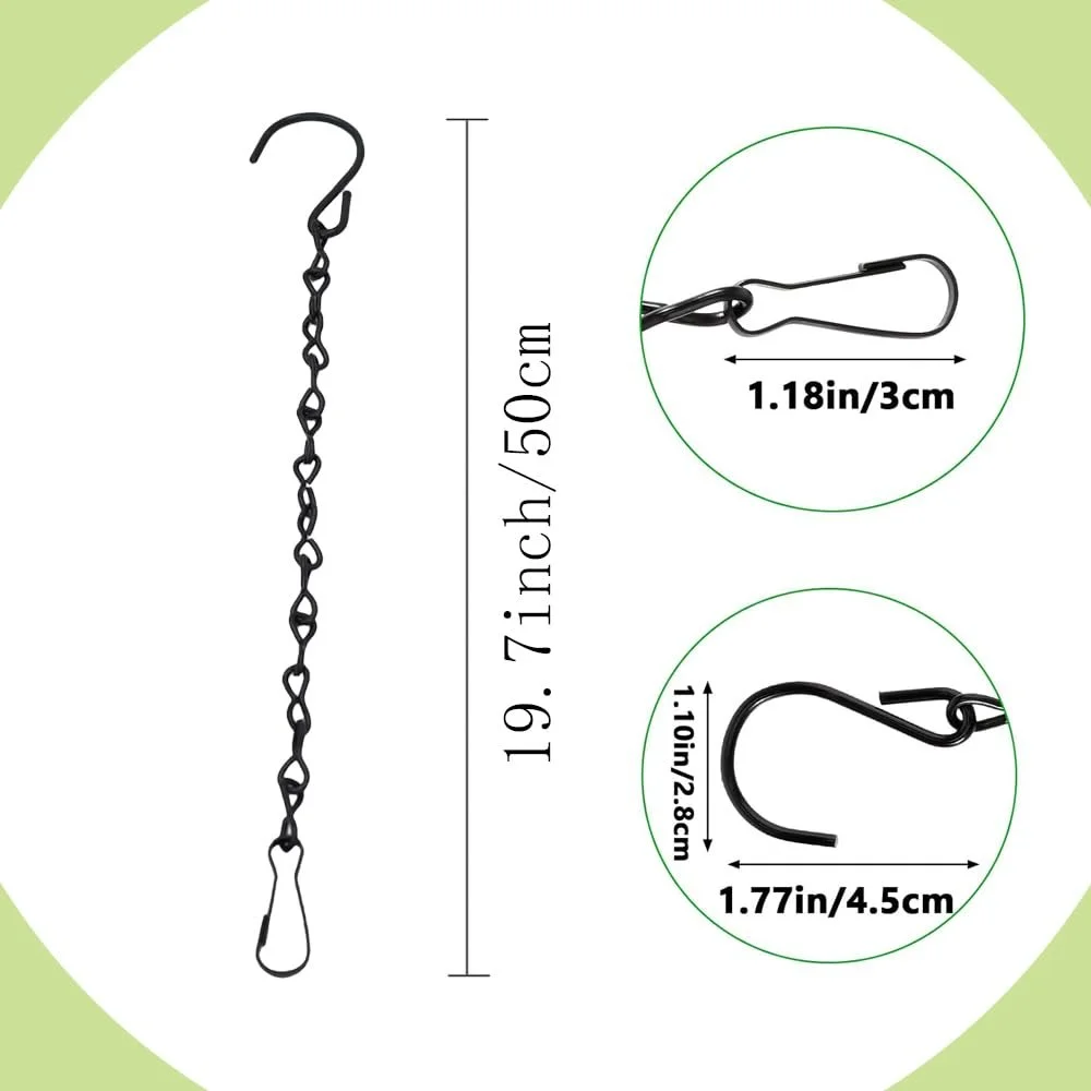 Ланцюги для підвісних кашпо Набір 4 шт Металеві Чорні, фото №5