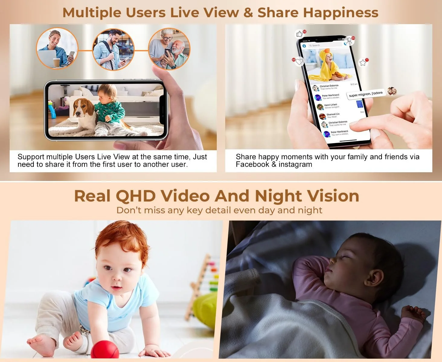 Відеоняня Lollipop 2K WiFi App Temperature Humidity RGB Light, фото №9 Відеоняня Lollipop 2K WiFi App Temperature Humidity RGB Light, фото №9