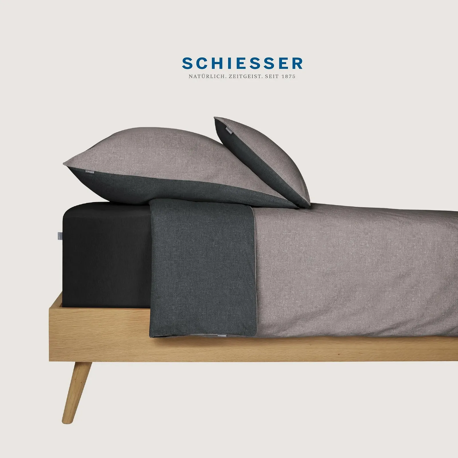 Комплект Постельного Белья Schiesser Doubleface Renforcé 2 предмета Двухцветный 100% Хлопок Серый/Черный, фото №6
