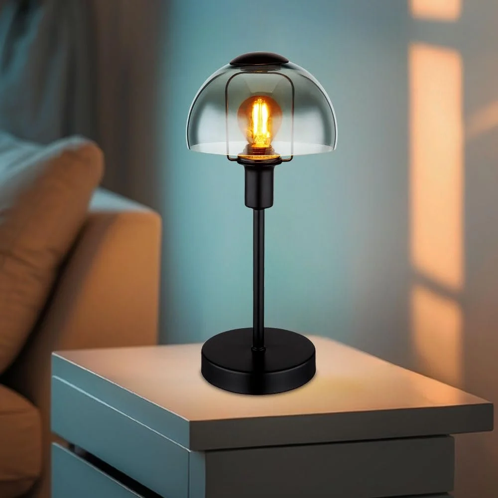 Настольная лампа Mushroom Design LED Сенсорная Металл Скло 6 Вт 700 лм 15x32 см Черная/Дымчатое стекло, фото №3