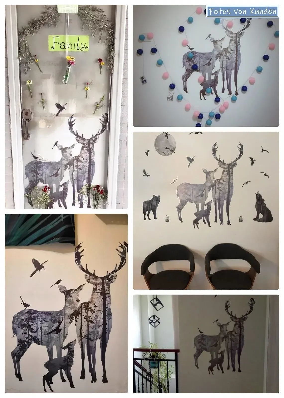 Наліпка WandSticker4U Deer, Wolf, Moon and Bird Велика, фото №6 Наліпка WandSticker4U Deer, Wolf, Moon and Bird Велика, фото №6