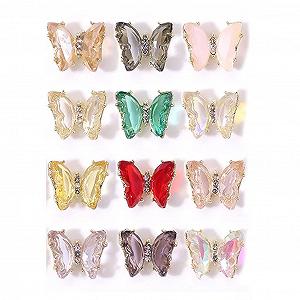 Стрази Метелики для нігтів, скляні прикраси, 12 кольорів - Фото 1