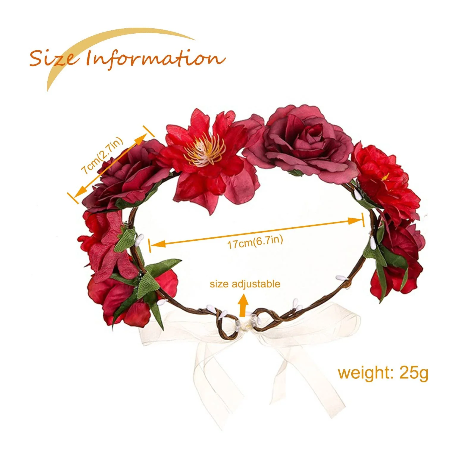 Вінок для волосся Квіти троянди, фото №7