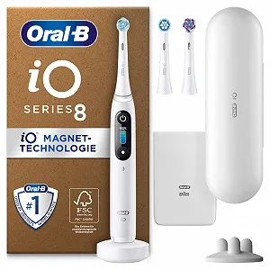 Електрична зубна щітка Oral-B iO Series 8 Plus Edition 6 режимів футляр для подорожей білий алебастр - Фото 1