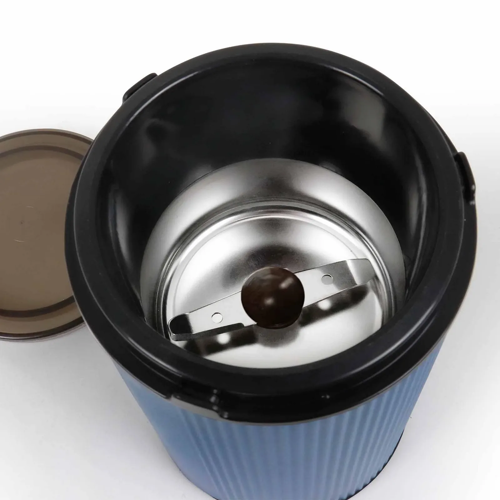 Електрична кавомолка JATA JEML1150 55 грамів, лезо з нержавіючої сталі, прозора кришка, контейнер з нержавіючої сталі, фото №4