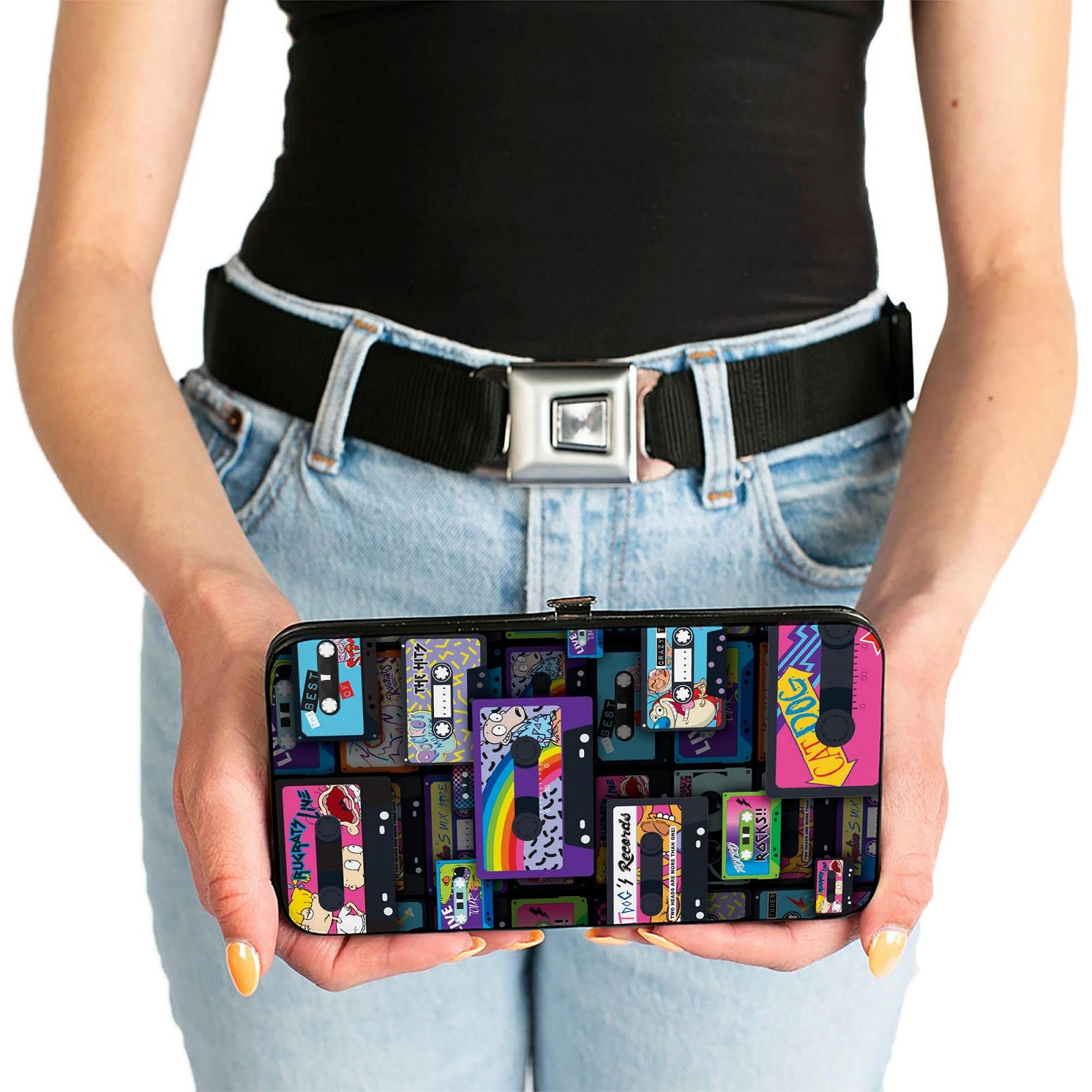 Кошелек Buckle-Down Hinge - Nick 90's Rewind Mash Up Cassette Tapes Collage Черный, разноцветный, фото №3