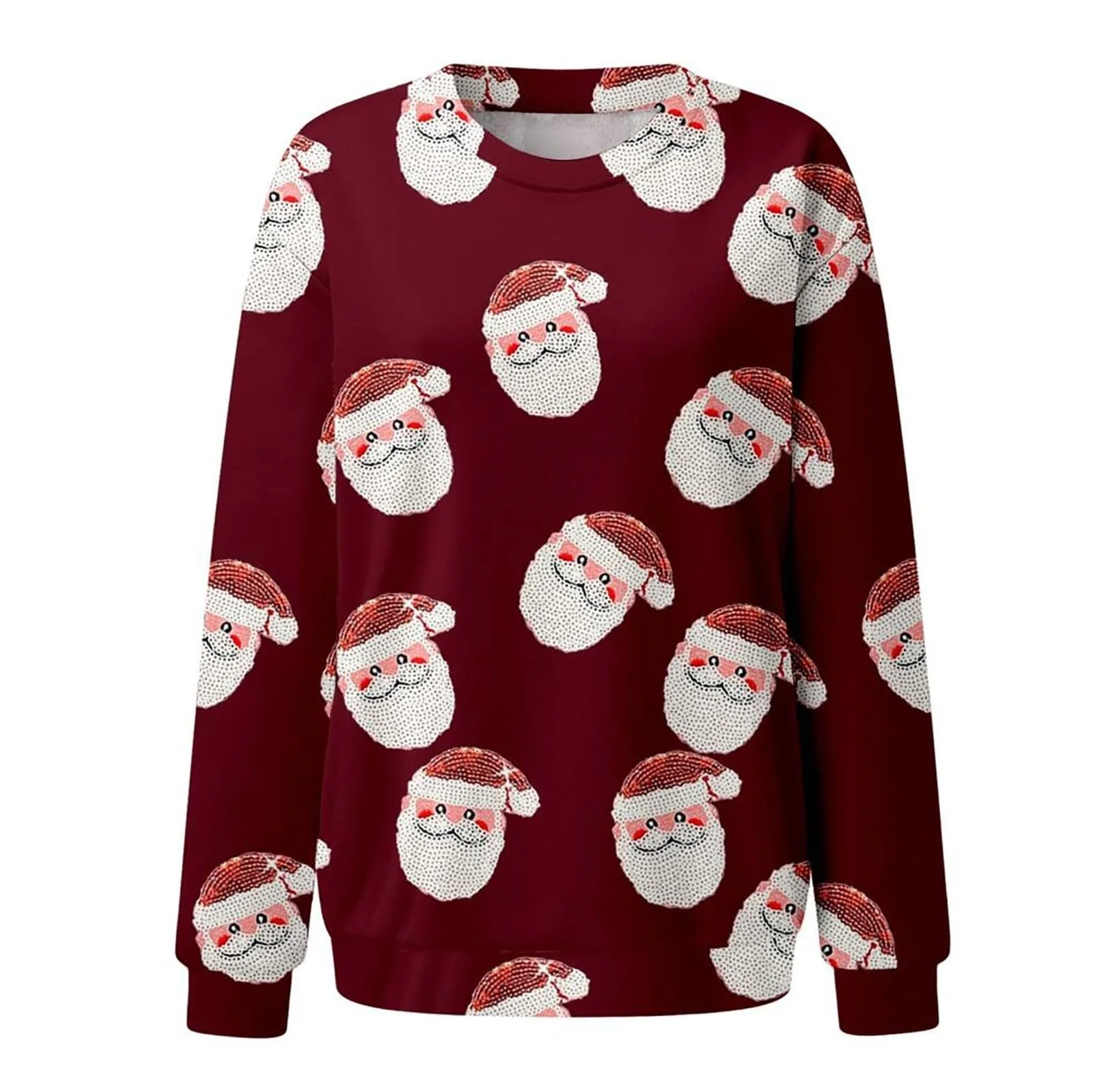 Женская новогодняя толстовка HUIFUAO Санта Клаус Круглый вырез Длинный рукав, фото №3 Женская новогодняя толстовка HUIFUAO Санта Клаус Круглый вырез Длинный рукав, фото №3