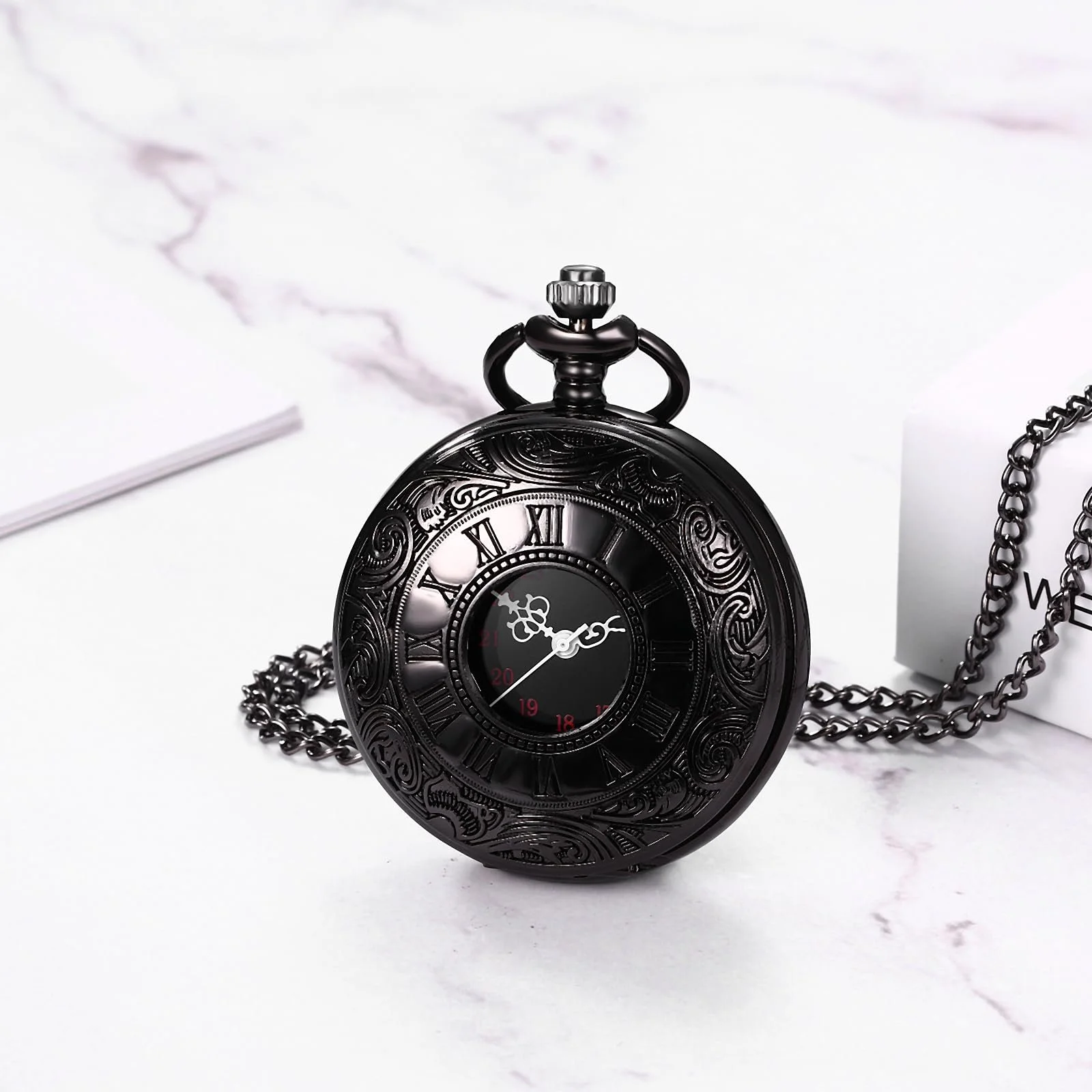 Кишеньковий годинник JewelryWe Ретро Royal Flush / Компас / Квіти / Дзвінок / Мотоцикл Бронзовий, фото №3