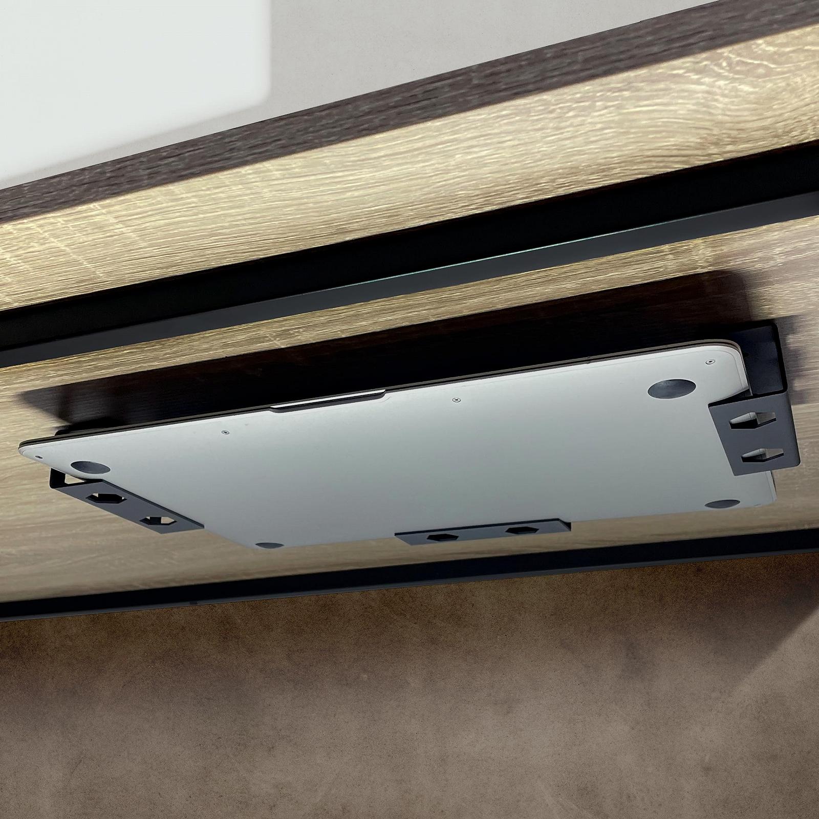 Тримач для ноутбука MyGadget металевий під стіл [Макс. товщина 30 мм] з силіконовим захистом від подряпин Чорний, фото №1