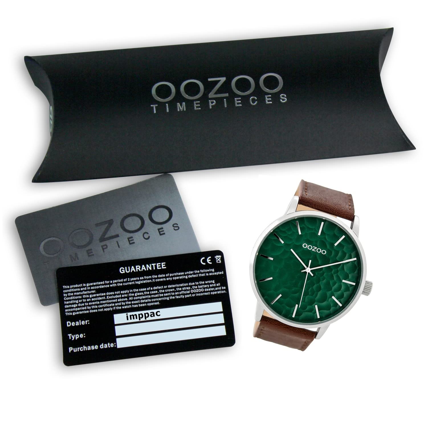 Годинник Oozoo C9441 Чоловічий Зелений/Темно-коричневий Сріблясто-зелений 48 мм, фото №5