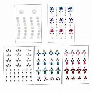 Наклейки для лица FOMIYES, самоклеящиеся, 5 наборов наклеек с драгоценными камнями для лица для женщин - Фото 1