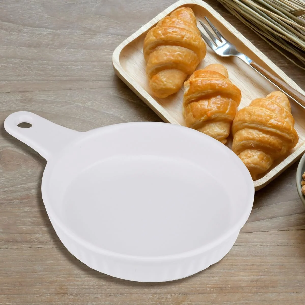 Форма для выпечки Veemoon круглая керамическая с ручкой белая, фото №5 Форма для выпечки Veemoon круглая керамическая с ручкой белая, фото №5