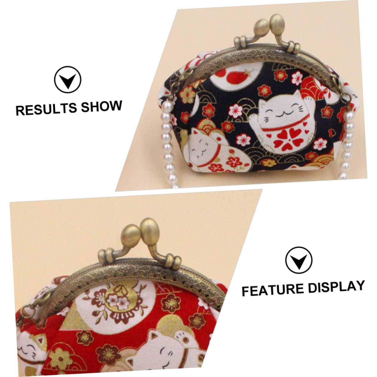 Кошелек для монет VALICLUD 2шт. Retro Lucky Cat Pattern Симпатичная сумка для хранения мелочи для женщин в винтажном стиле, фото №8