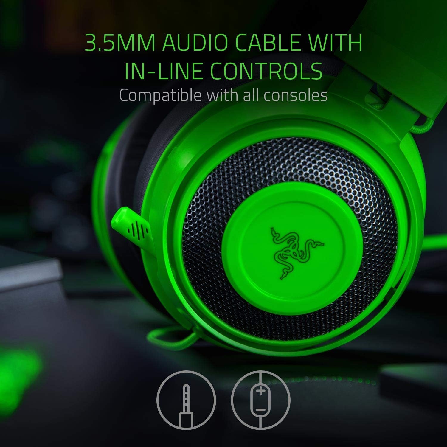 Геймерські дротові навушники Razer Kraken Multi-Platform / Green-Black (RZ04-02830200-R3M1), фото №10