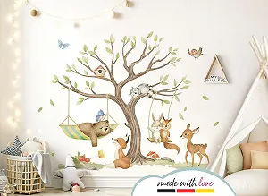 Наклейка на стіну Little Deco DL5073 XL Лісові тварини Ведмідь Лисиця 140 x 98 см synthetic.ua - Фото 1