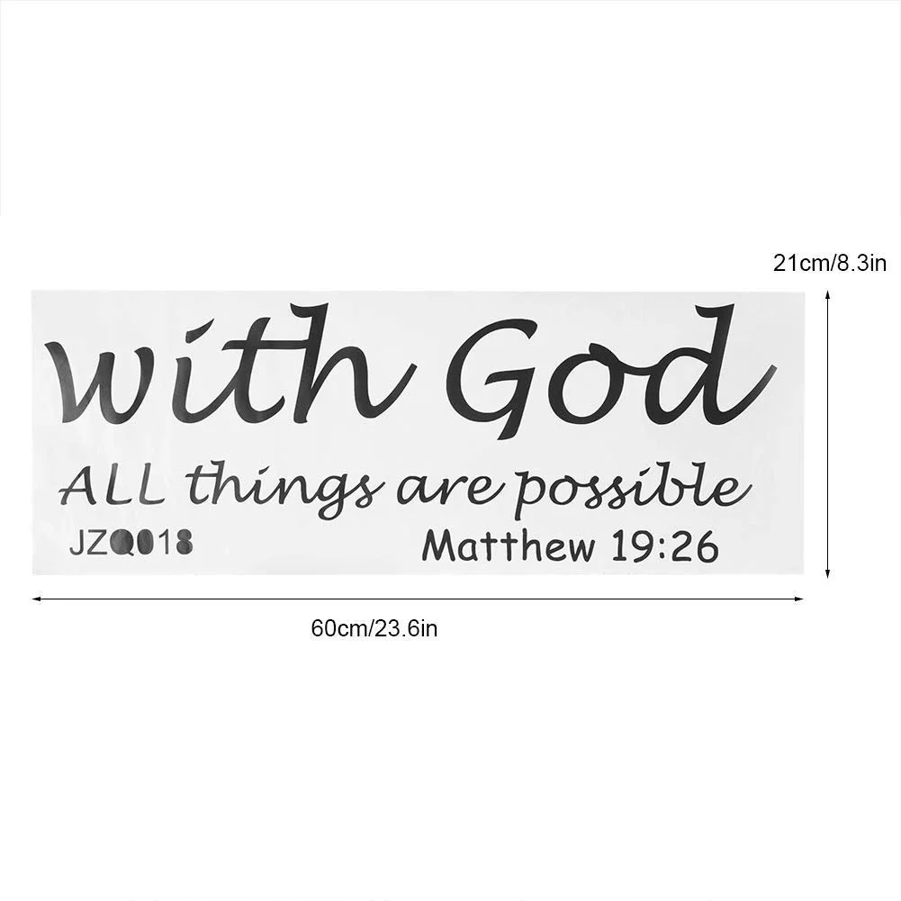 Наклейка на стену Alvinlite With God All Things Are Possible религиозная Черная 60 x 21 см, фото №3