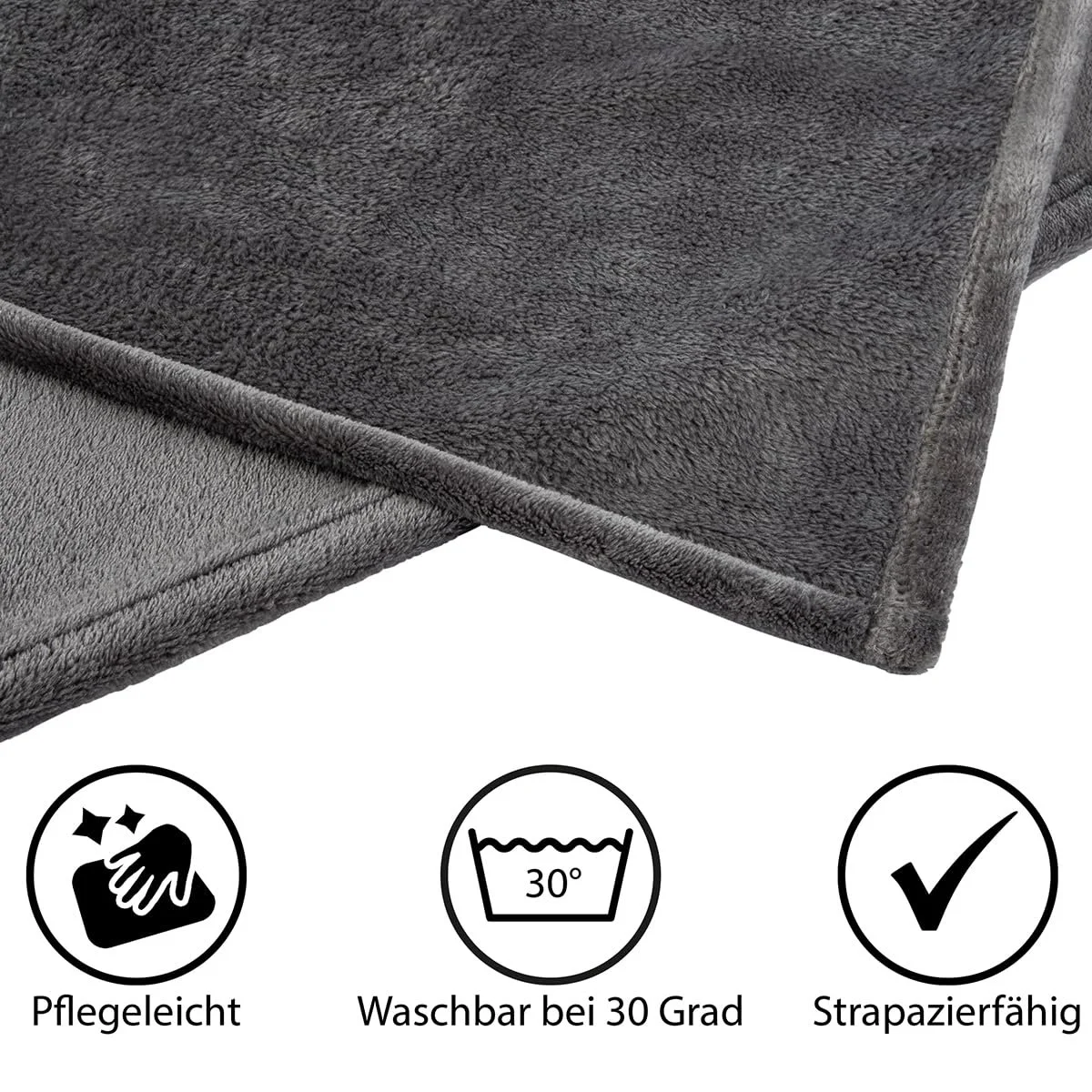 Плед Visaggio Cashmere Touch, 180 x 220 см, флисовый плед, плед для дивана, покрывало, фланелевый плед для кровати, графитовый антрацит, фото №4