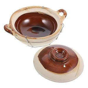 Керамічний горщик Sosoport жаростійкий з ручкою для супів та рагу з кришкою - Фото 1