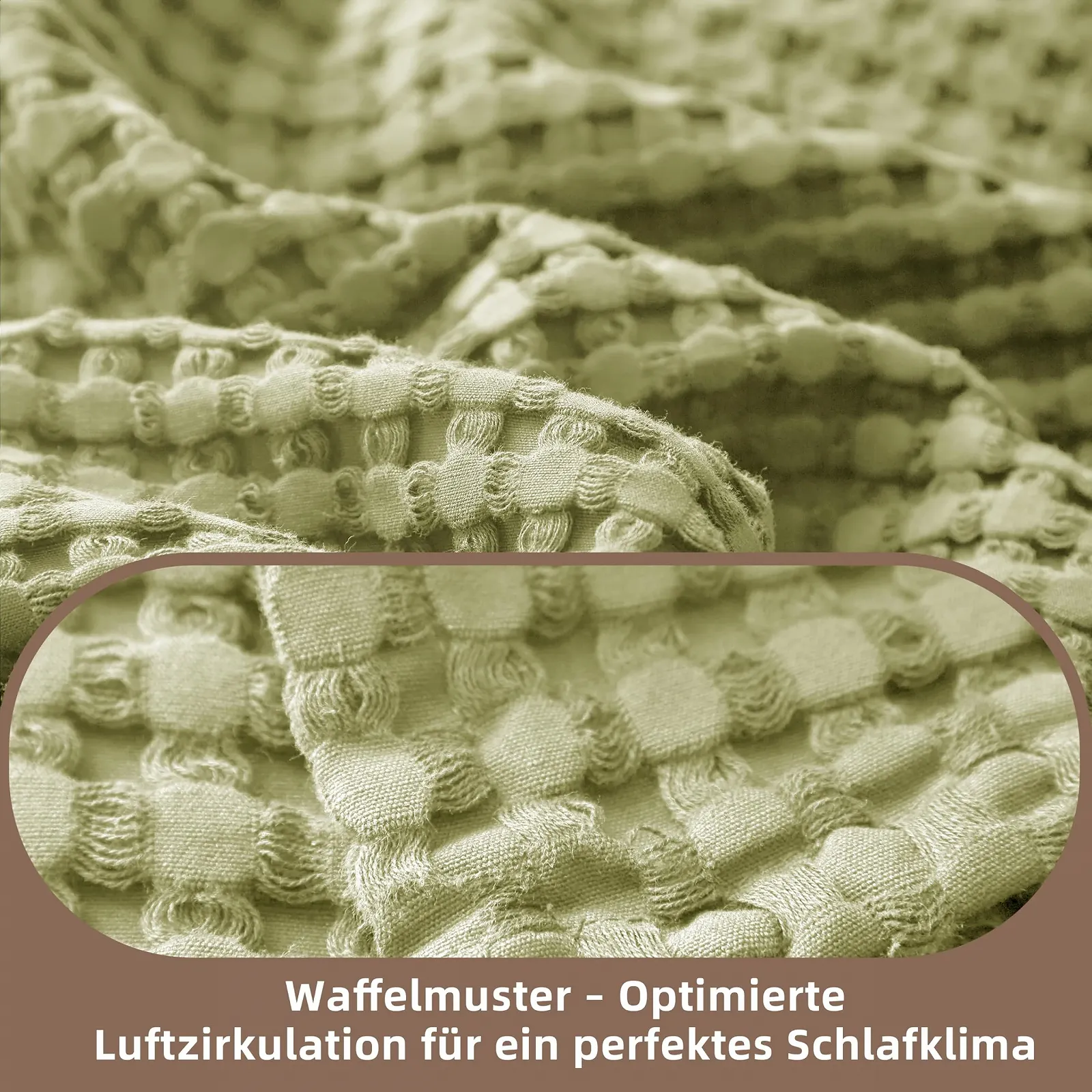 Покривало CHUFFED Бавовна 100% Вафельний Піке 220 x 240 см Авокадо Зелений, фото №4