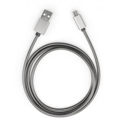 Дата кабель USB 2.0 AM to Micro 5P 1m stainless steel gray Vinga (VCPDCMSSJ1GR), фото №5