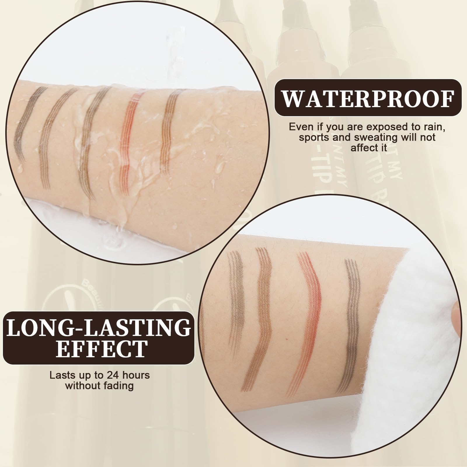 Олівець для брів Magic Microblading Contour 4 наконечники водостійкий темний, фото №3