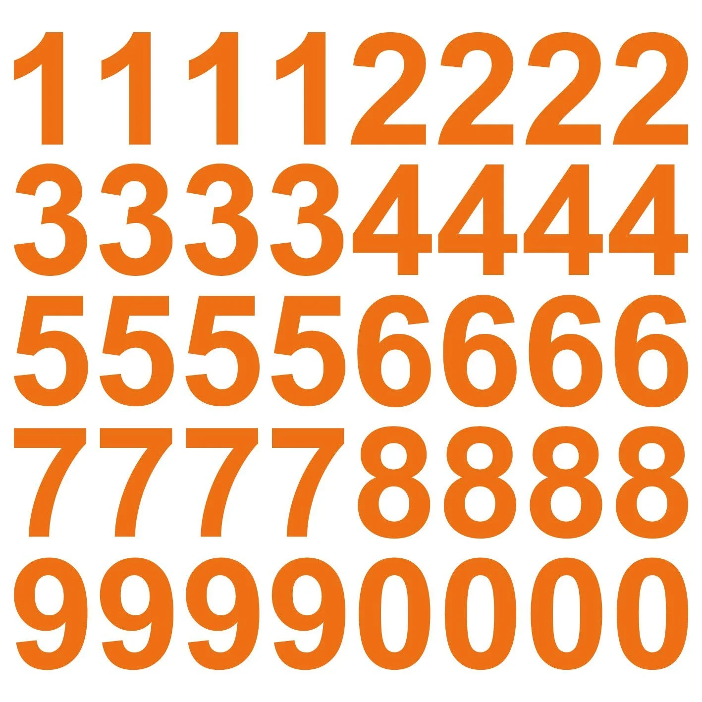Настенные наклейки kleb-Drauf Цифры 10 см 40 штук Оранжевый Матовый, фото №1