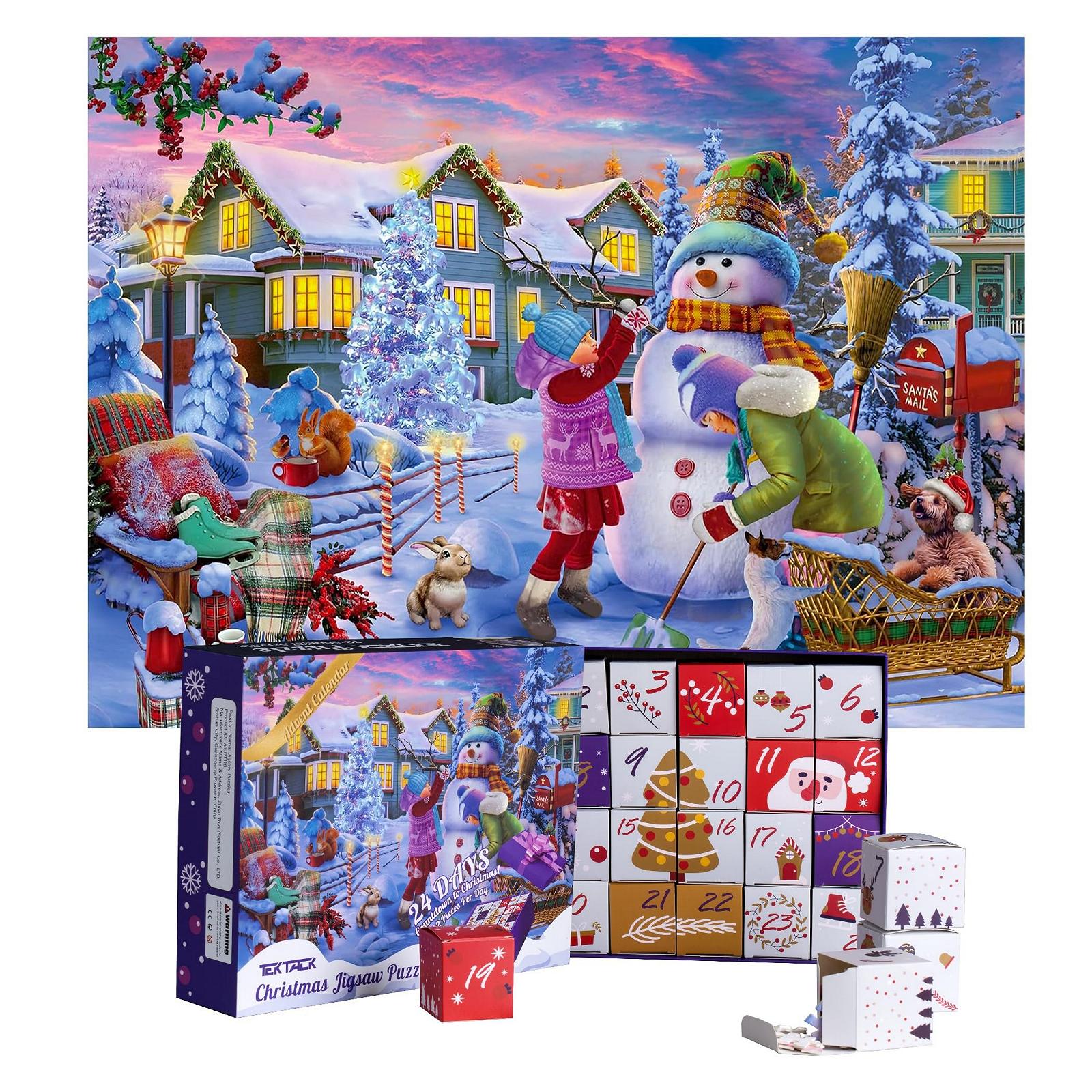 Адвент-календар Tektalk Countdown to Christmas 2024 Snowman Stacking 1008 елементів 70 x 50 см, фото №1