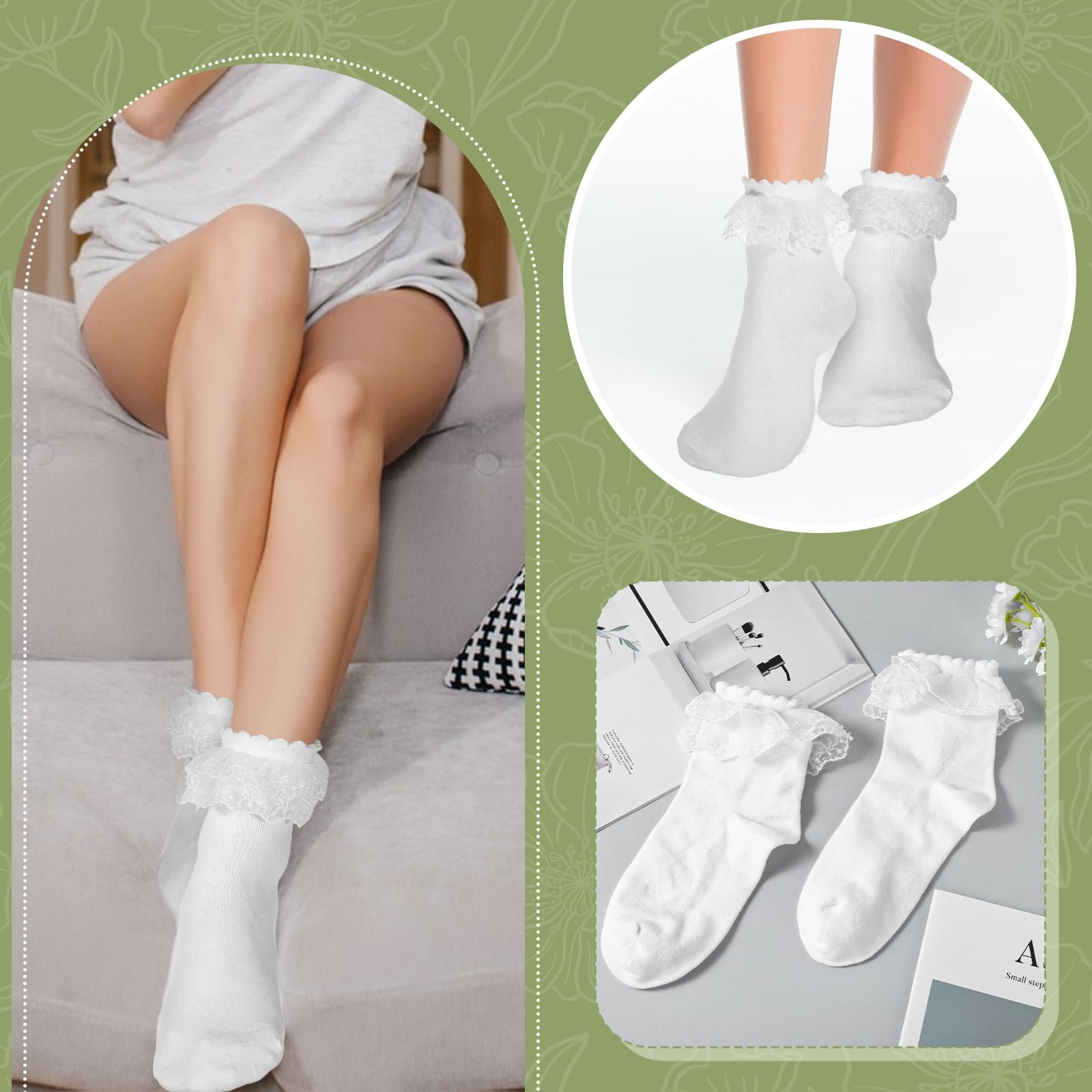 Носки с рюшами Женские Милые Короткие носки с рюшами Удобные Эластичные для женщин и девушек, 1 пара, фото №7