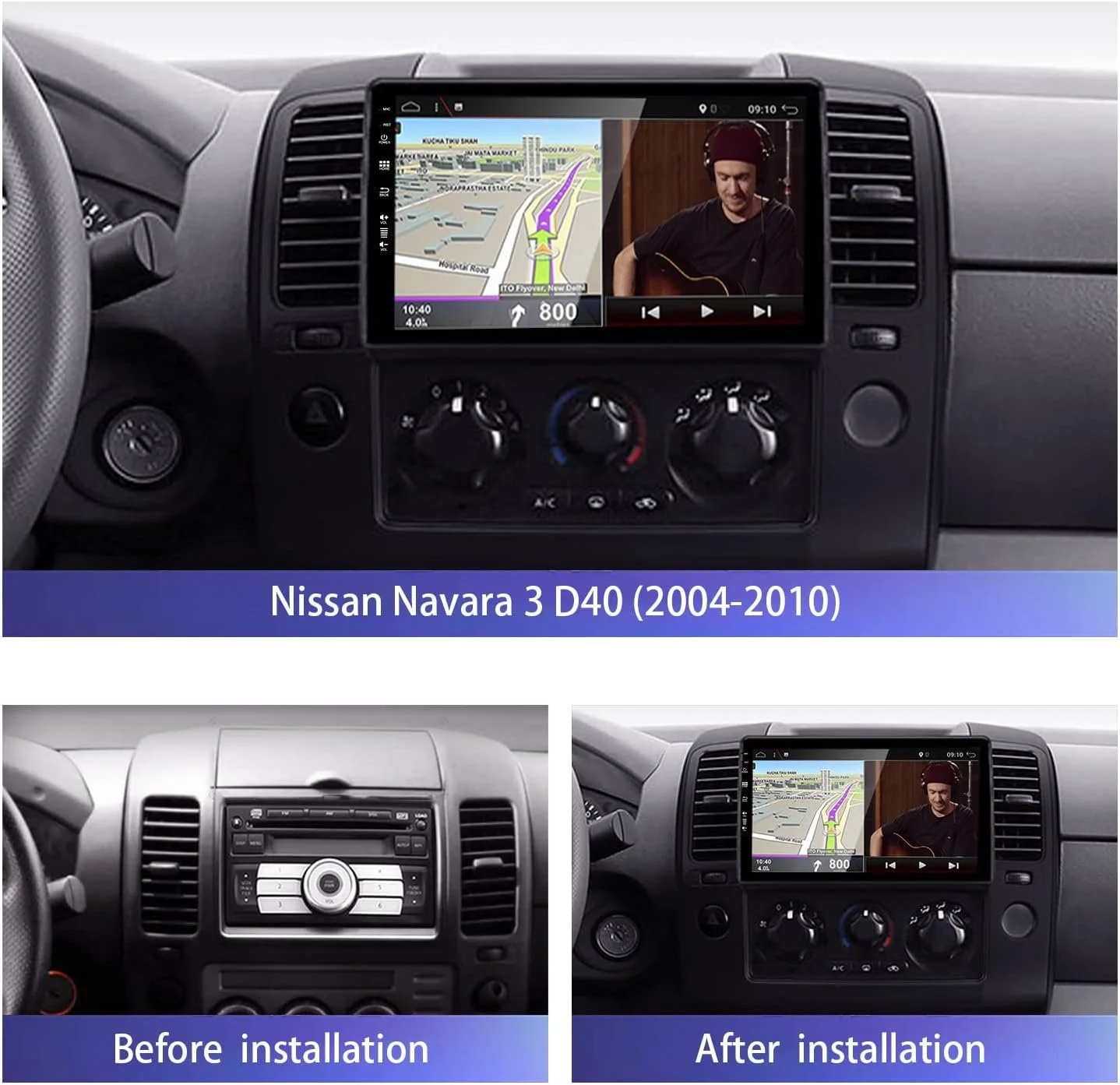 Штатная автомагнитола BXLIYER для Nissan Navara 3 D40 (2004-2010) / 9" / Сенсорная / Apple CarPlay / Android Auto / Bluetooth / WI-FI / GPS / USB, фото №2