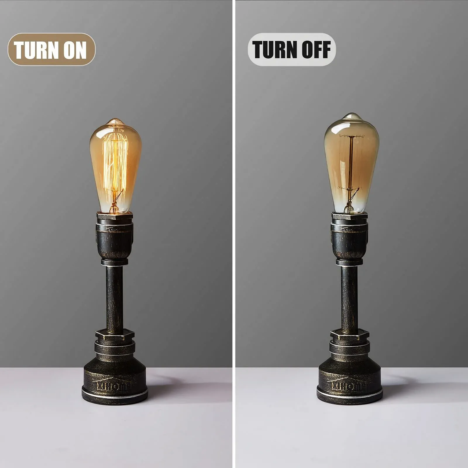 Настільна лампа Стімпанк Водопровідна труба Індустріальна E27 Бронзова, фото №6