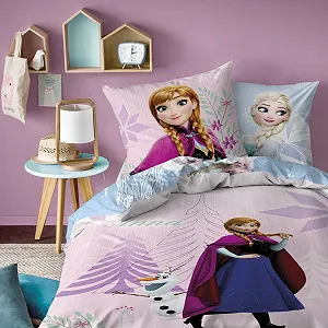 Комплект постельного белья Disney Frozen 2-Piece 135 x 200 см 80 x 80 см - Двустороннее постельное белье Frozen с Анной и Эльзой - Diamonds Motif 100% хлопок на молнии Oeko-Tex, машинная стирка - Фото 1