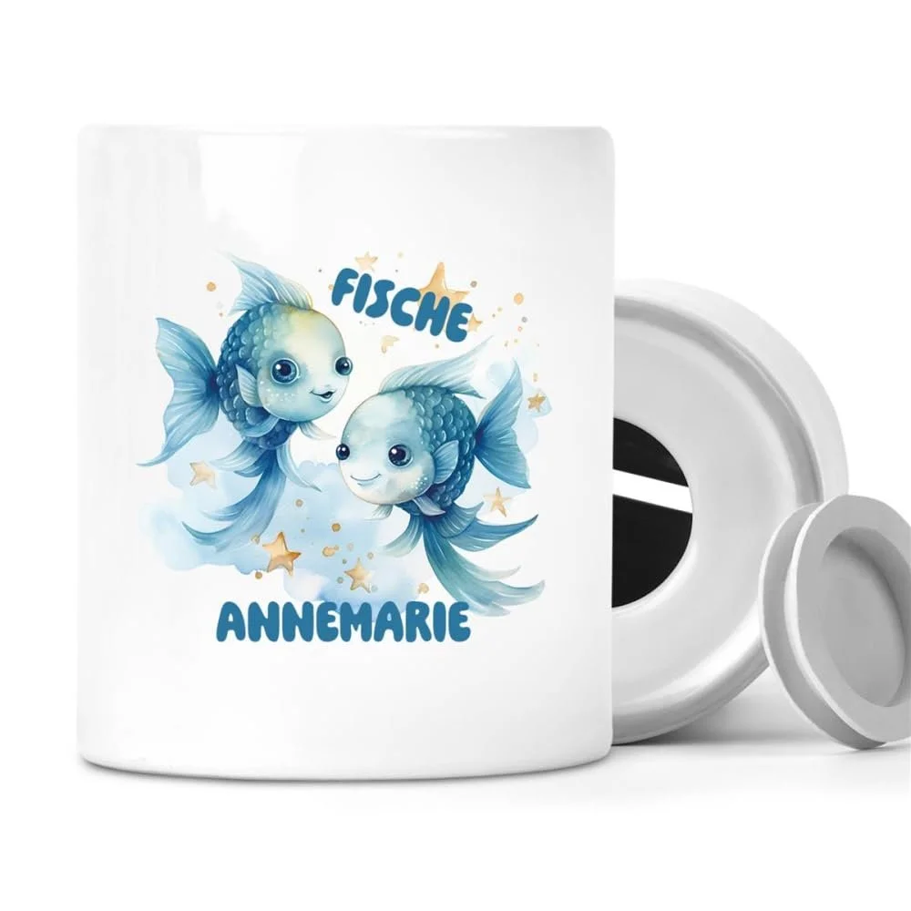 Скарбничка іменна Знак зодіаку Риби, фото №1