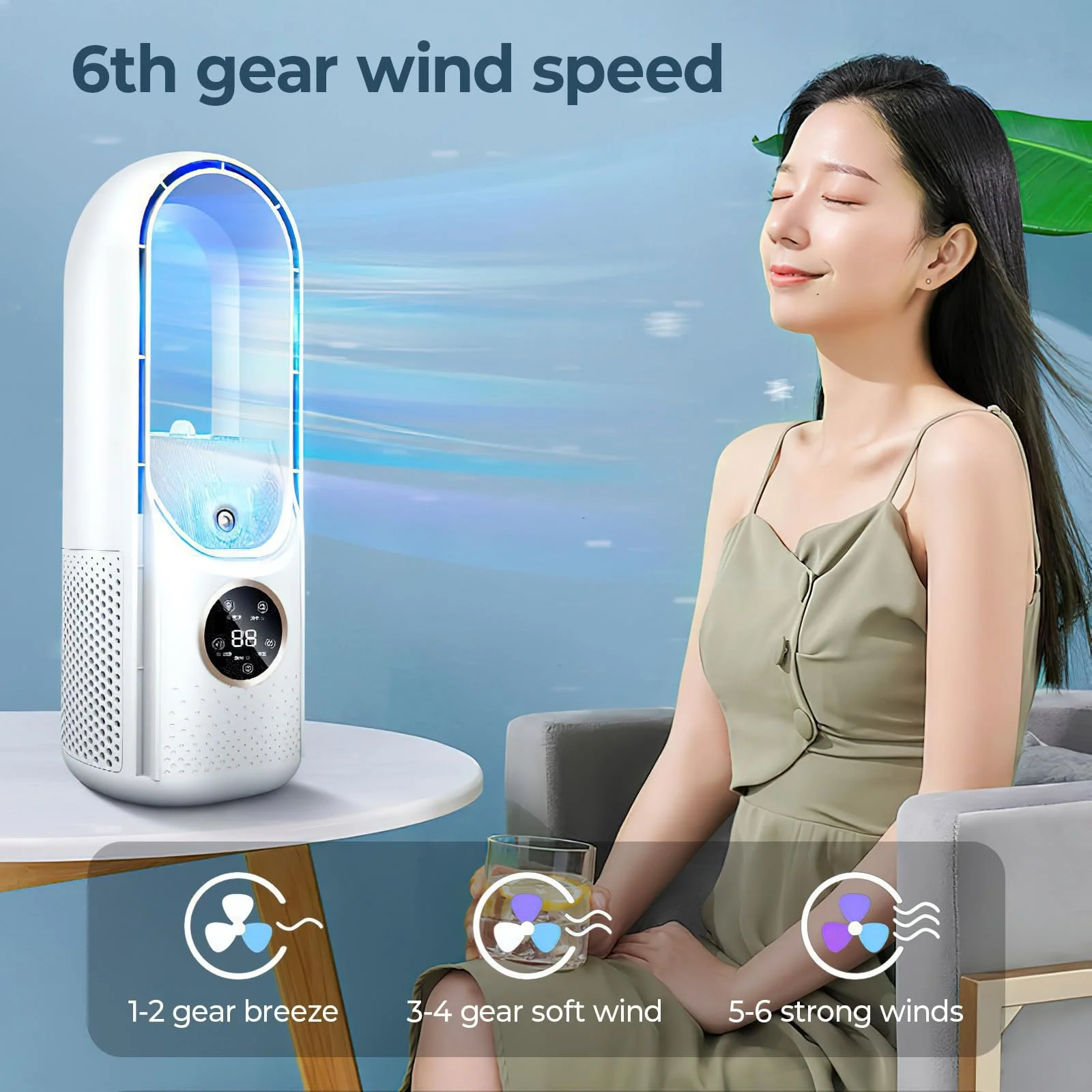 Настольный охладитель воздуха OWJHE 6 уровней скорости Белый, фото №2