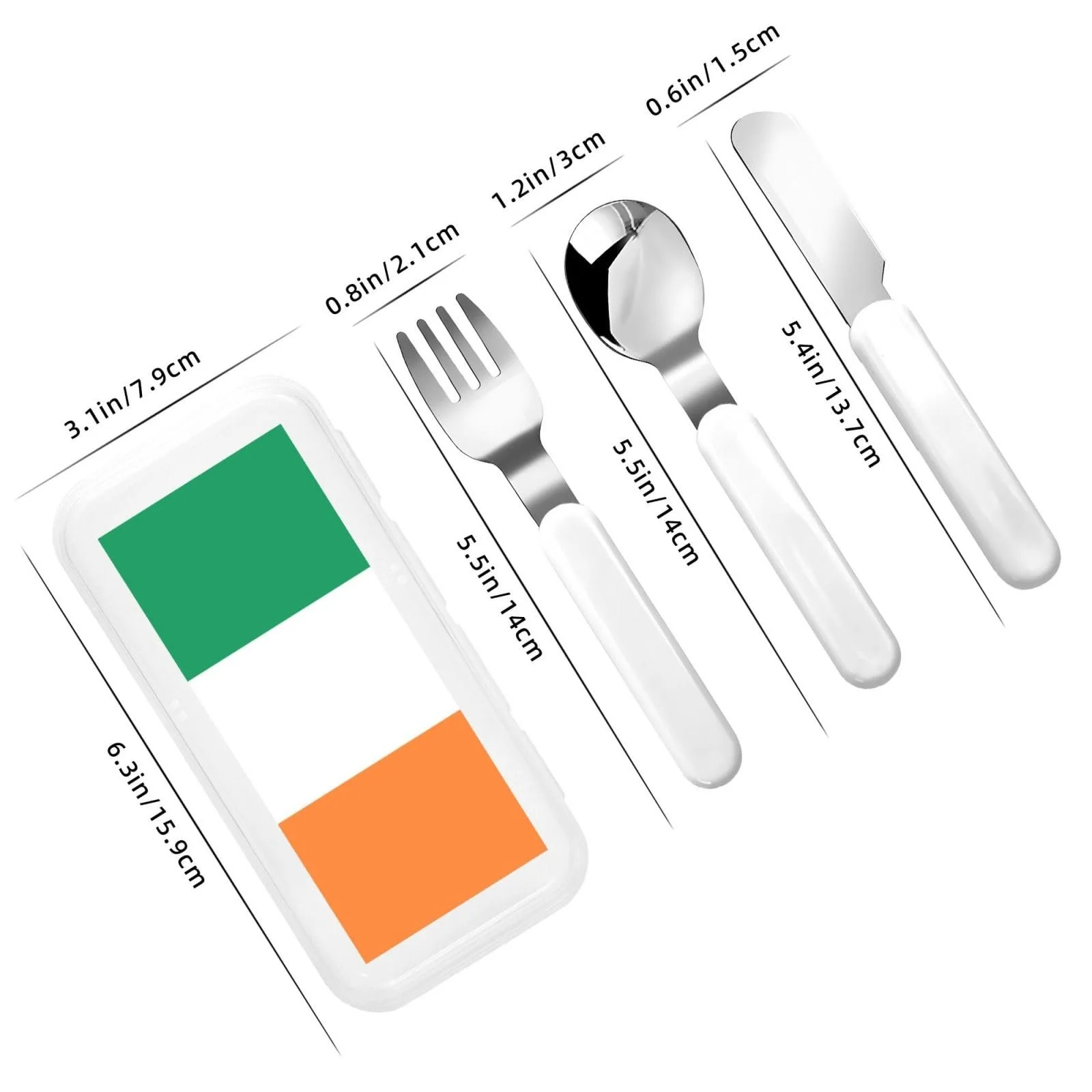 Набір дитячих столових приборів з ірландським прапором, три предмети, фото №3 Набір дитячих столових приборів з ірландським прапором, три предмети, фото №3