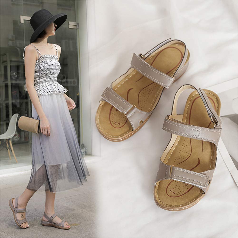 Жіночі шльопанці CrEev з відкритим носком, ортопедичні, літні, пляжні, дихаючі, нековзкі, сірі, фото №3