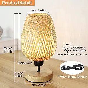 Настільна лампа Depuley Modern LED Rattan Bamboo Wood 16 x 29 см E27 synthetic.ua - Фото 1