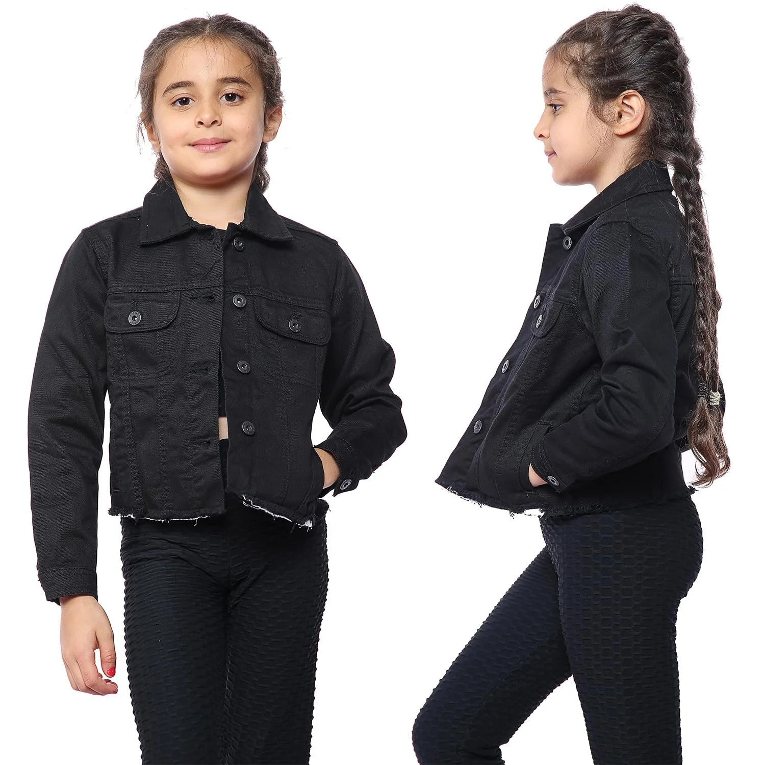 Джинсова куртка NOROZE Тканина Дизайнерська З потертим краєм Стильна Модна Рвана Джинсова Куртка для Дівчат, фото №5