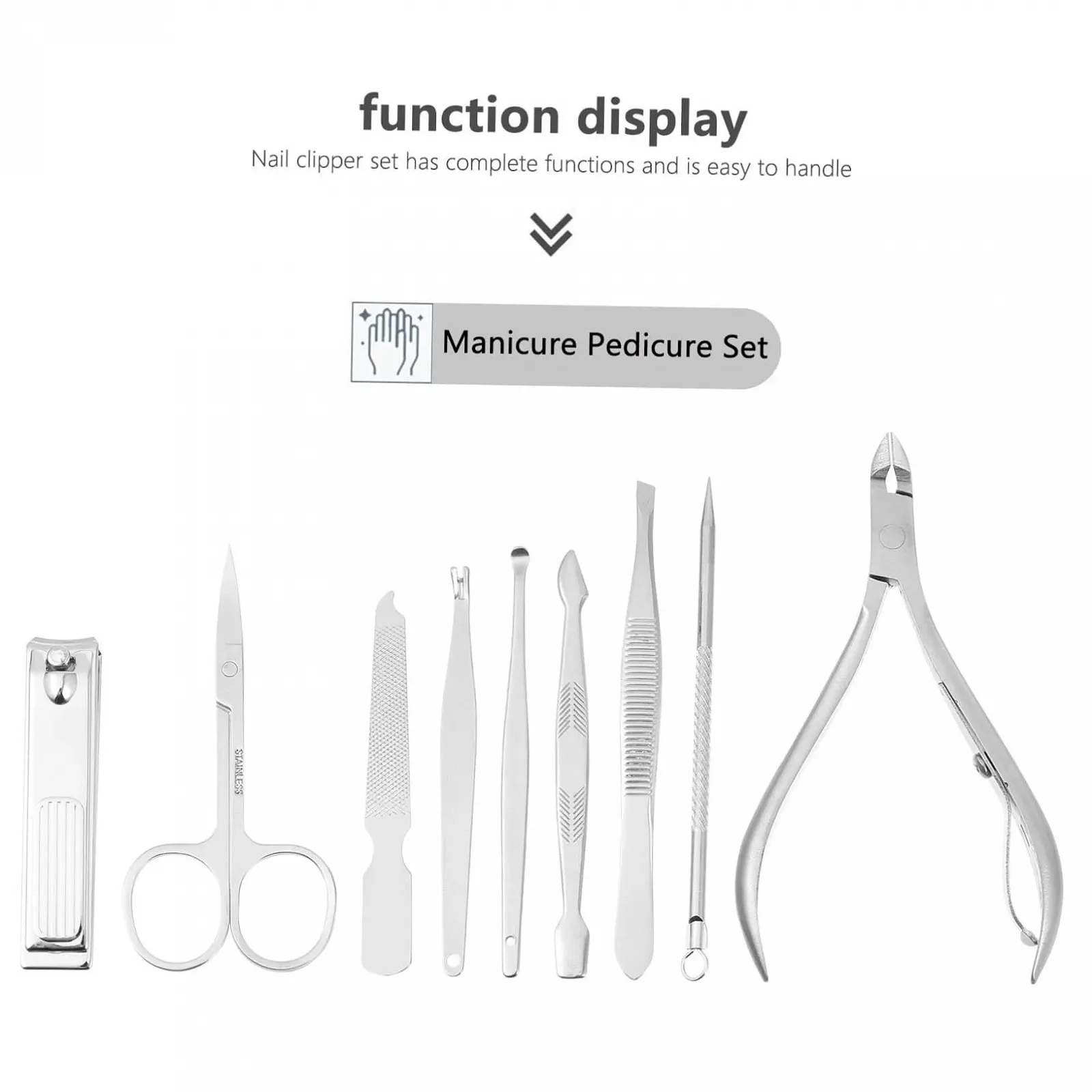 Набор кусачек для ногтей WRITWAA 9 шт. с кусачками и триммером для ногтей на руках и ногах, портативный для дома и путешествий, фото №8