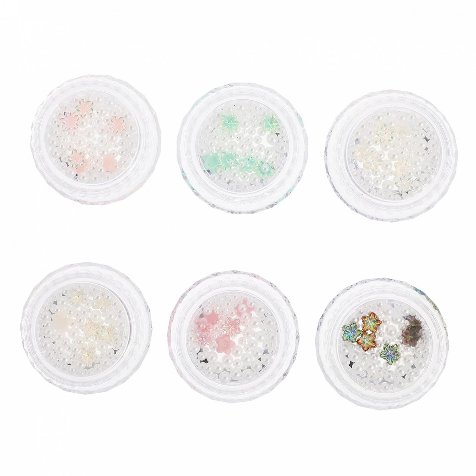 Украшения для ногтей FOMIYES, коробки, жемчуг для маникюра, подвески в виде цветов для ногтей, самодельные украшения для маникюра в виде цветов, искусственные украшения для ногтей, стальные шарики для ногтей, фото №1