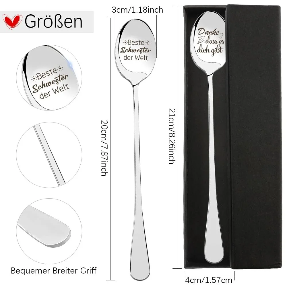 Ложка Подарунок сестрі, Подарунок подяки, Подарунок для сестри, Набір з 2 гравірованих кавових ложок, фото №2 Ложка Подарунок сестрі, Подарунок подяки, Подарунок для сестри, Набір з 2 гравірованих кавових ложок, фото №2