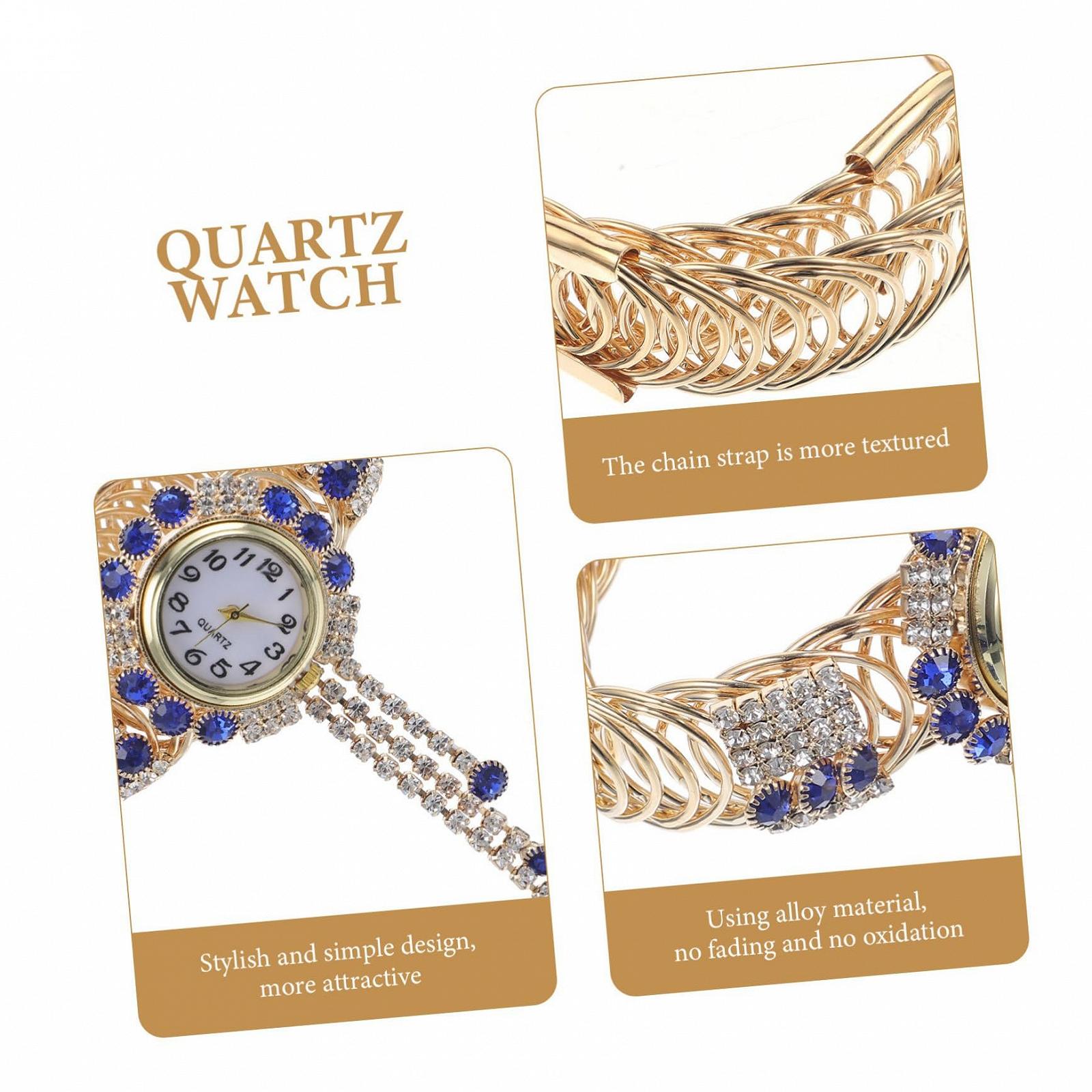 Годинник кварцовий PartyKindom Жіночий Вінтажний Браслет Синій, фото №2