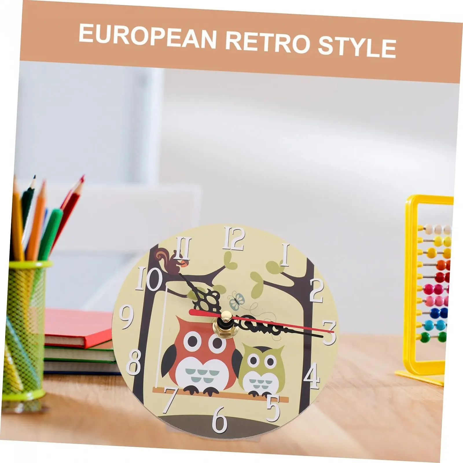 Настільний годинник у вінтажному стилі VICASKY, безшумний, мультяшний, для спальні та кабінету, на батарейках, тихий, фото №7