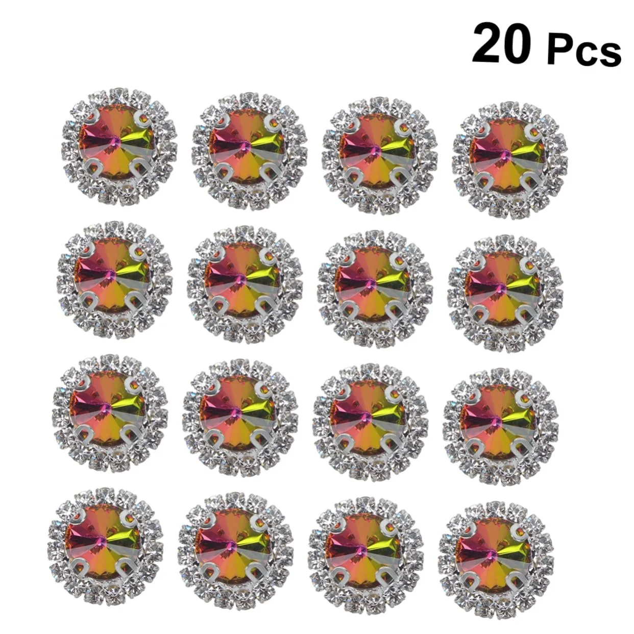 Стрази Плоскі Круглі STOBOK 60шт Райдужні для рукоділля, весільних та вечірніх прикрас, прикрас столу, виготовлення ювелірних виробів та іншого, фото №9