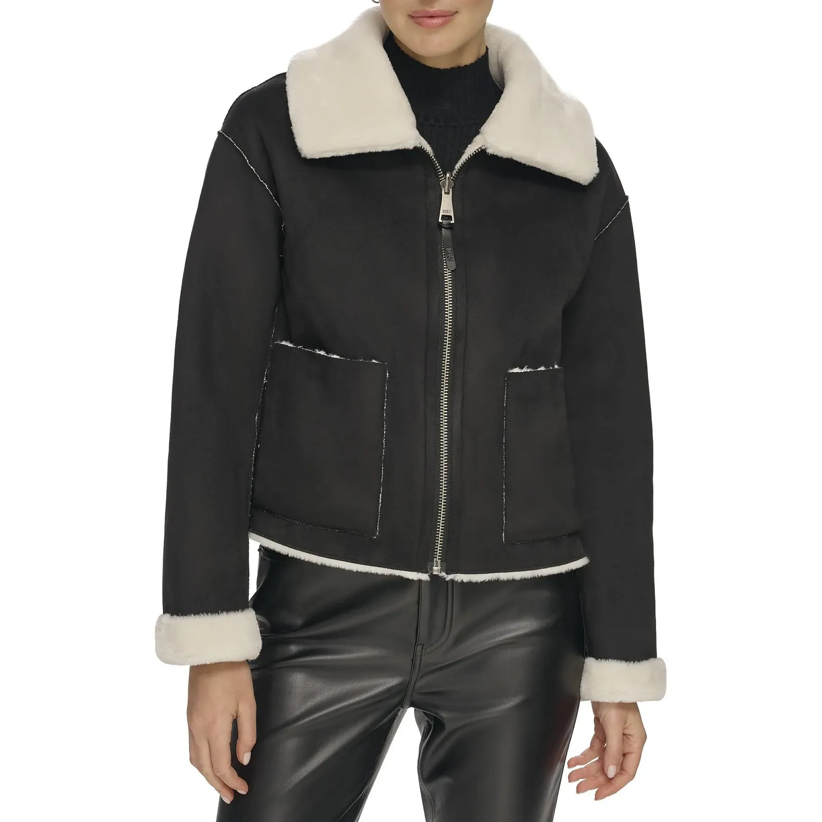 Женская короткая дубленка DKNY на молнии спереди, фото №2 Женская короткая дубленка DKNY на молнии спереди, фото №2