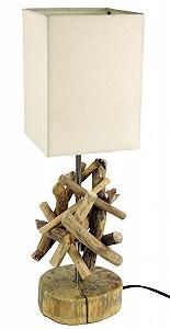 Настільна лампа Guru-Shop Kinshasa ручної роботи з плавника та бавовни synthetic.ua - Фото 1